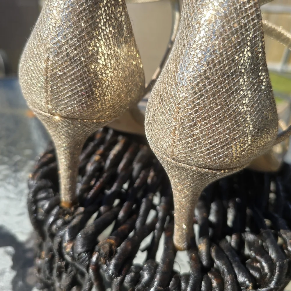 Michael Kors Gold Glitter Heels Sz9